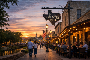Living in Boerne Texas — Hill Country Mile Main Street at sunset