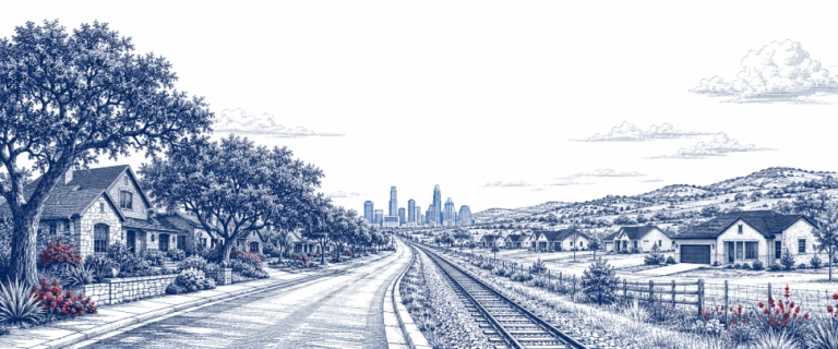 Leander vs Cedar Park comparison — illustrated map of two Austin suburbs along the 183A corridor