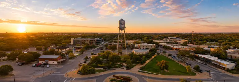 Aerial view of downtown Round Rock Rental Homes Guide