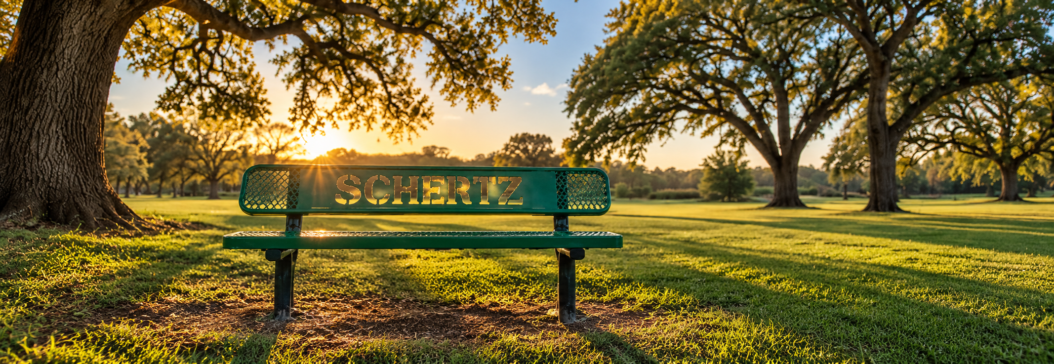 Schertz, Texas — park bench in a military-rooted SCUC ISD suburb near JBSA-Randolph