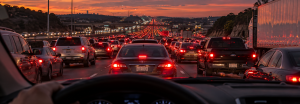 Rush-hour I-35 corridor traffic near Austin